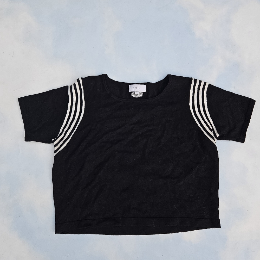 Unif Black Roller Top Black 70s Style Crop Top